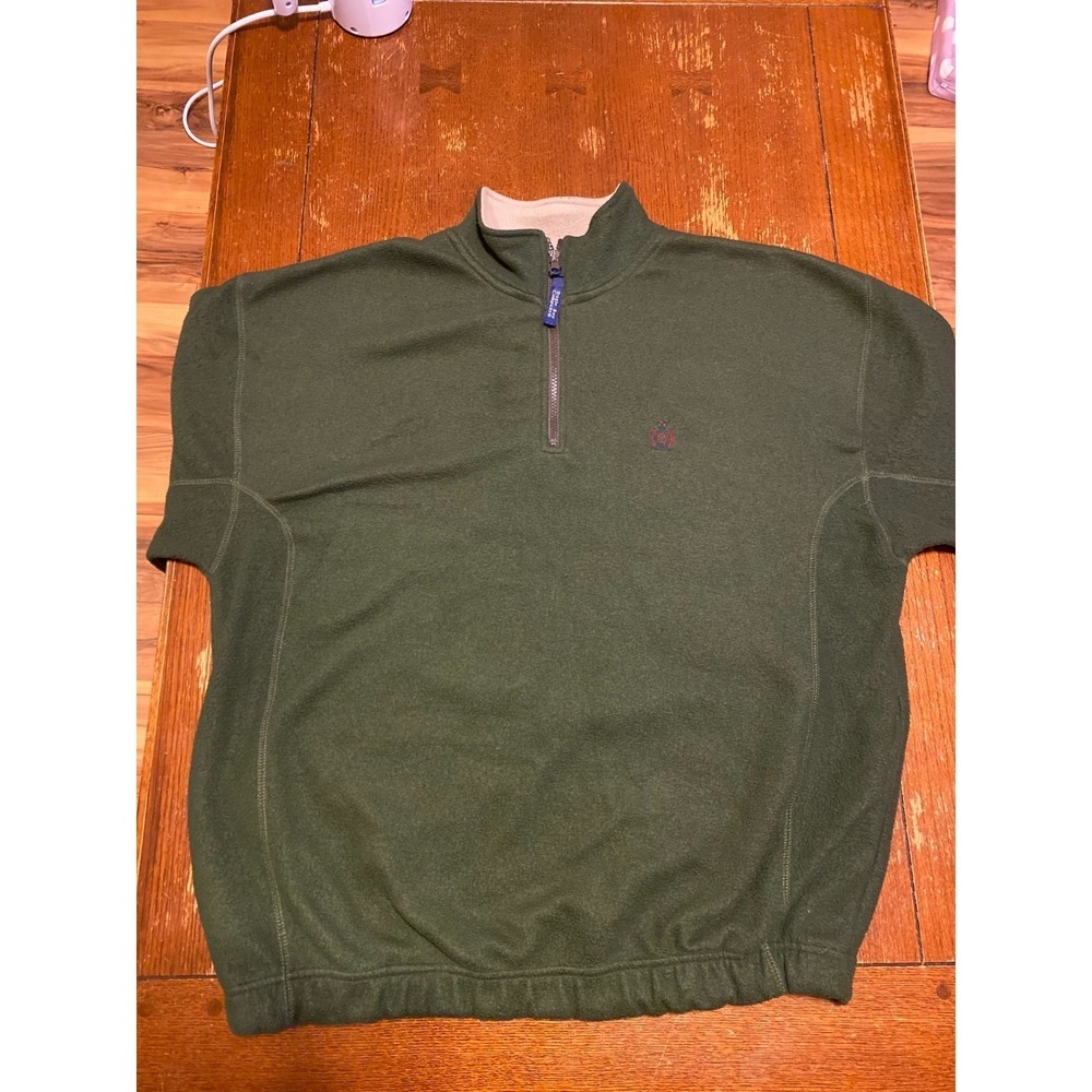 Bugle Boy Company Men's L Green Fleece Quarter Zip Pullover Retro Vintage Style